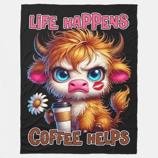 Life Happens Coffee Helps  Fleece Deken (Voorkant)