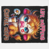 Life Happens Coffee Helps  Fleece Deken (Voorkant (Horizontaal))