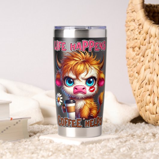 Life Happens Coffee Helps Geïsoleerde Drinkbeker (Woonkamer (Gedraaid) )