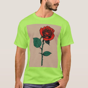 Life in Bloom – Minimalistisch Roos Stencil T-shir T-shirt