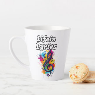 "Life in Lyrics" kleurrijke noten typografie ontwe Latte Mok