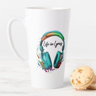 "Life in Lyrics" multi gekleurde hoofdtelefoon Kun Latte Mok