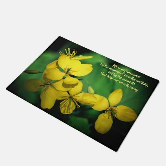 Life Inspirerend Quote Yellow Flowers Deurmat (Schuin)