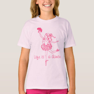 Life is a dance ballerina girls kids rose t-shirt
