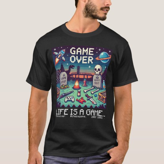 Life is a Game: Game Over (spelcomputer voor gamer T-shirt (Voorkant)