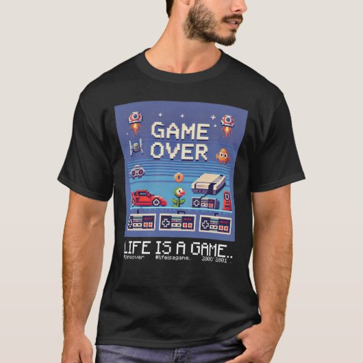 Life is a Game: Game Over (spelcomputer voor gamer T-shirt (Voorkant)
