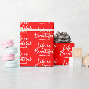 Life is Beautiful Red Blog Merkwebsite Cadeaupapier