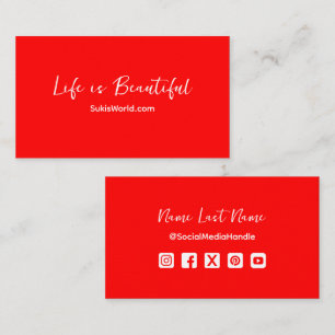 Life is Beautiful Red Blog Website Social Media Visitekaartje