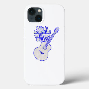 Life is beautiful with my guitar vintage blue. iPhone 13 hoesje