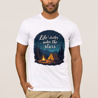 Life is beter onder de sterren Camping T-shirt Des