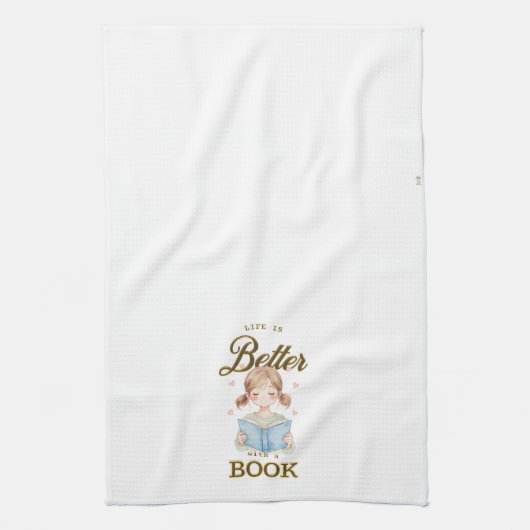 Life is Better with a Book Kitchen Towel Theedoek (Verticaal)