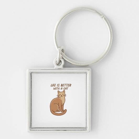 Life Is Better With a Cat – Cute Cat Lover Design Sleutelhanger (Voorkant)