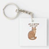 Life Is Better With a Cat – Cute Cat Lover Design Sleutelhanger (Voorkant)