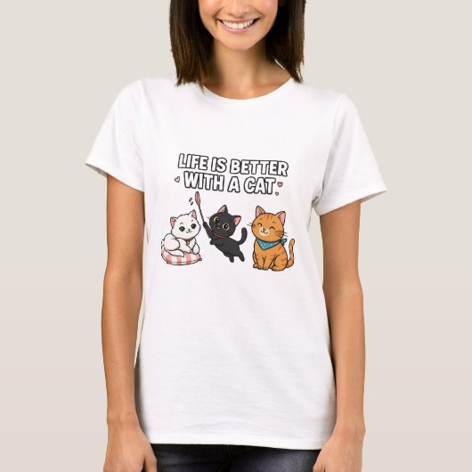 Life Is Better With A Cat T-shirt (Voorkant)
