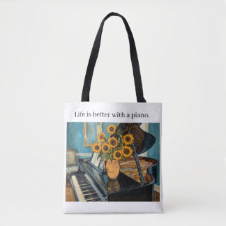 Life is better with a piano - awesome totebag! draagtas