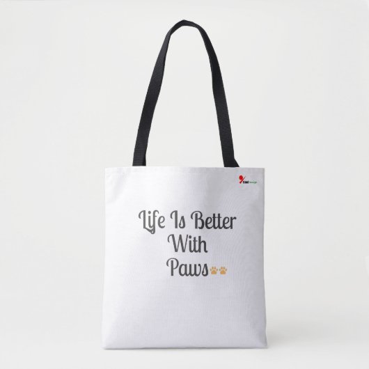 Life is Better with Paws Tote Bag | Minimalist Dog (Devant)