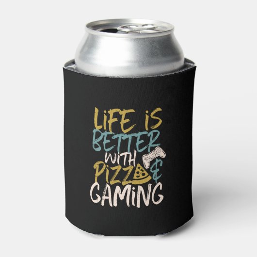 Life is Better With Pizza and Gaming Video Game Blikjeskoeler (Blikje Voorkant)