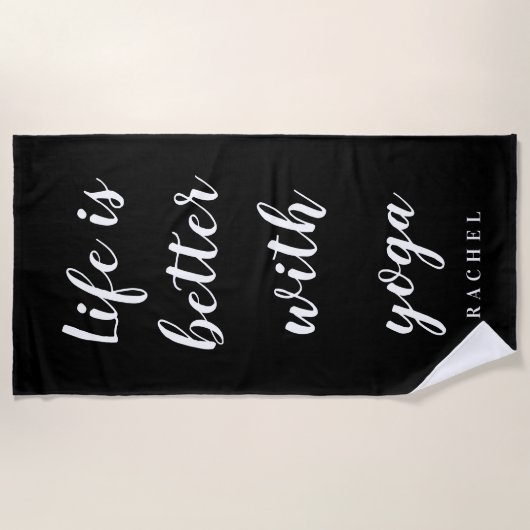 Life is better with yoga custom beach towel gift strandlaken (Voorkant)