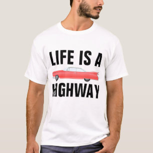 LIFE IS EEN T-shirts MET HOGE WEG, Klassieke auto