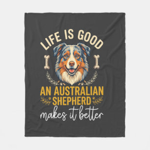 Life Is Good Australische Herder Hondenbot Fleece Deken