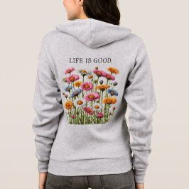 Life is Good is een lichte grijze hoodie voor vrou