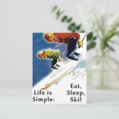 Life is Simple Eat Sleep Ski Carte postale (Debout devant)