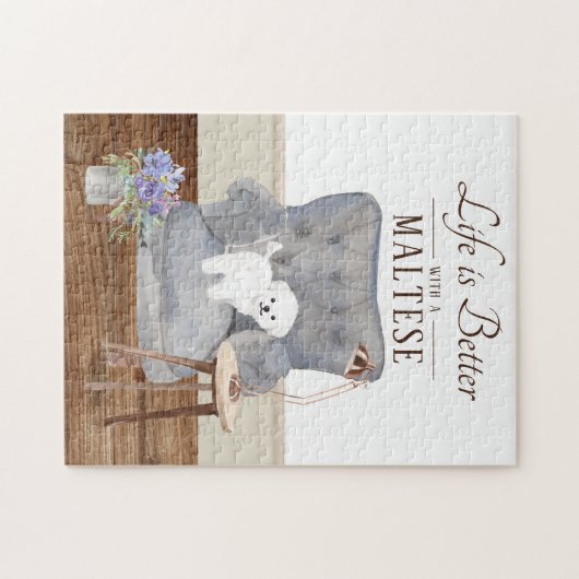 Life Is With A Maltese Jigsaw Puzzle (Horizontal)
