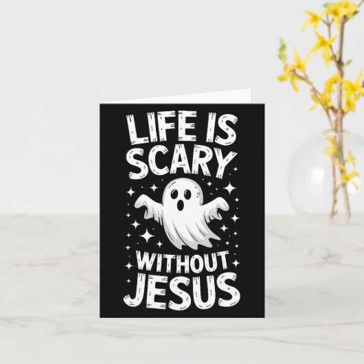 Life Is Y Without Jesus Shirt Christian Halloween Kaart (Gele Bloem)