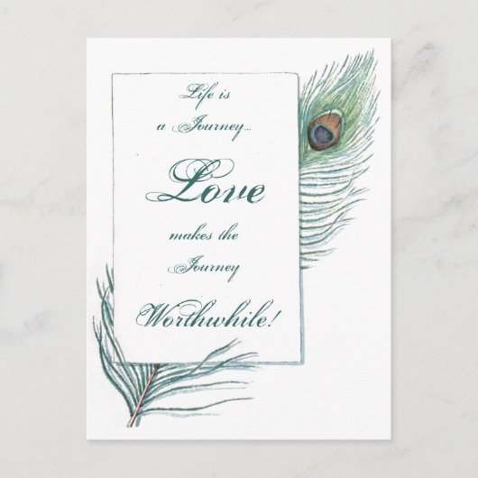 Life Journey Love Waardige Inspirerend Pauw Briefkaart (Voorkant)