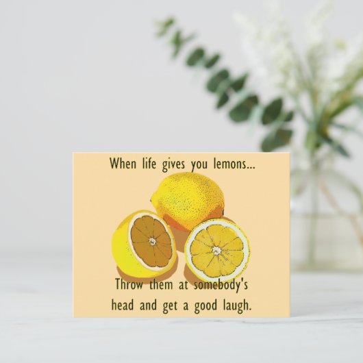Life Lemons Dark Humor Funny Yellow Fruit Briefkaart (Staand voorkant)