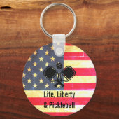 Life Liberty & Pickleball Patriotic Sleutelhanger (Voorkant)