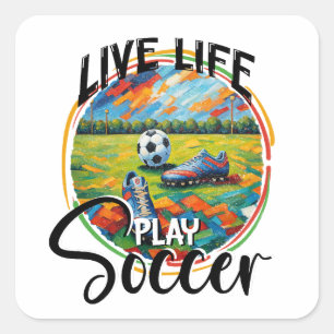 Life Live Spelen Voetbal, Voetbal Kampioenschap Vierkante Sticker