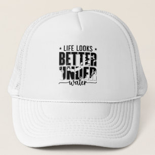 Life Looks Better Under Water Freediving Freedivin Trucker Pet