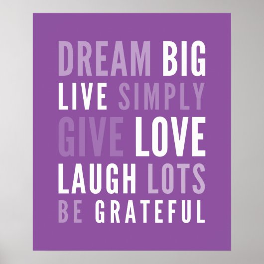 LIFE MANTRA positieve moderne typografie paars Poster (Voorkant)