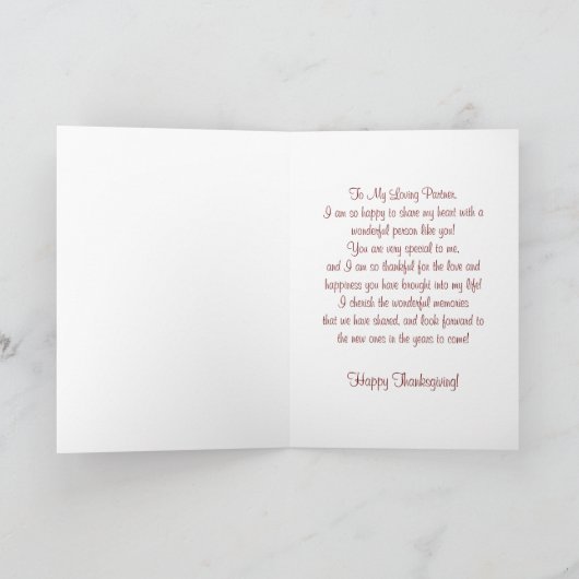 Life Partner Happy Thanksgiving Turkey Card Feestdagen Kaart (Binnen)