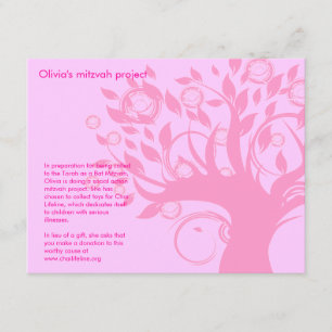 Life Pink Bat Mitzvah Project Card Kaart