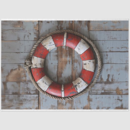  Life Preserver Rustic Wood Decoupage Tissuepapier (Voorkant)