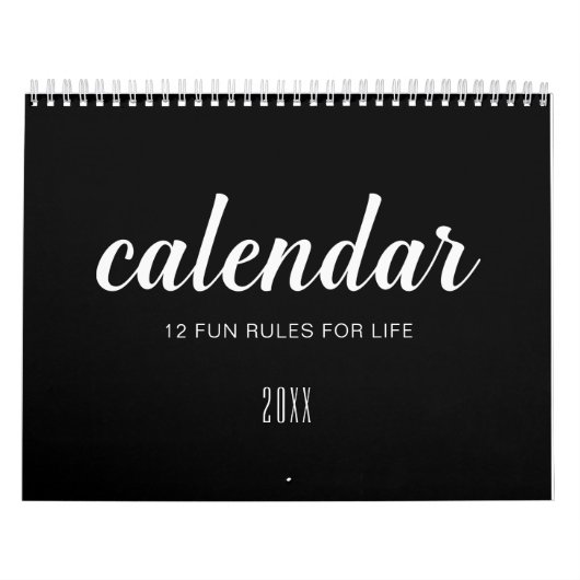 Life Quotes Zwart Wit Minimalist Kalender (Hoes)