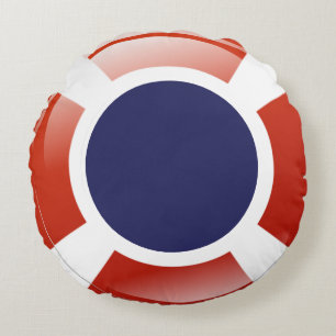 Life Ring Red White Preserver Rond Kussen