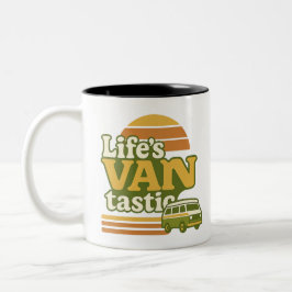Life’s VANtastic Retro 70s Van Graphic Tweekleurige Koffiemok