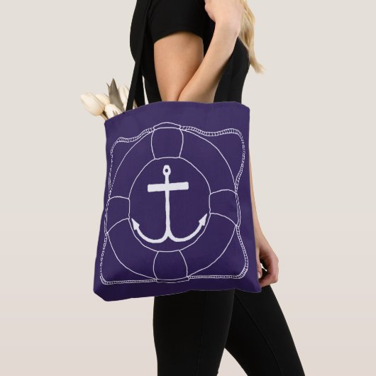 Life Saver & Anchor Canvas tas (lichte afdruk) (Dichtbij)