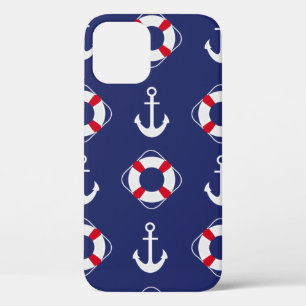 Life Savers & Anchors Nautical Pattern iPhone 12 Hoesje