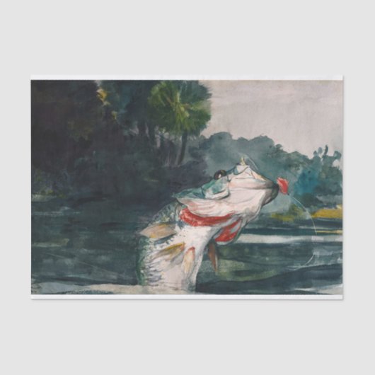 Life-Size Black Bass van Winslow Homer Tissuepapier (Voorkant)
