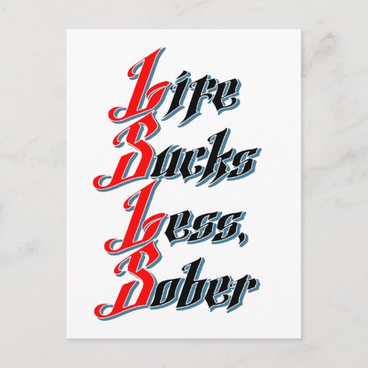 Life Sucks Less, Sober Briefkaart (Voorkant)