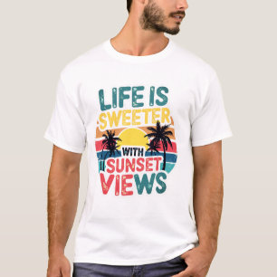 Life Sunset - Vintage Retro T-Shirt Design pour DT