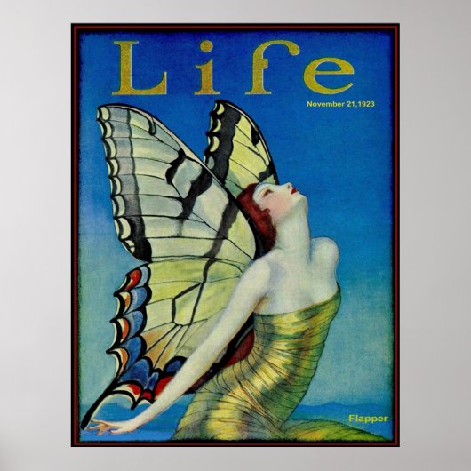 Life Vintage 1923 Flapper Butterfly Print (Voorkant)