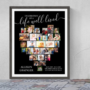 Life Well Lived Heart Photo Custom Funeral Poster