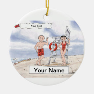 Lifeguard Couple Keramisch Ornament