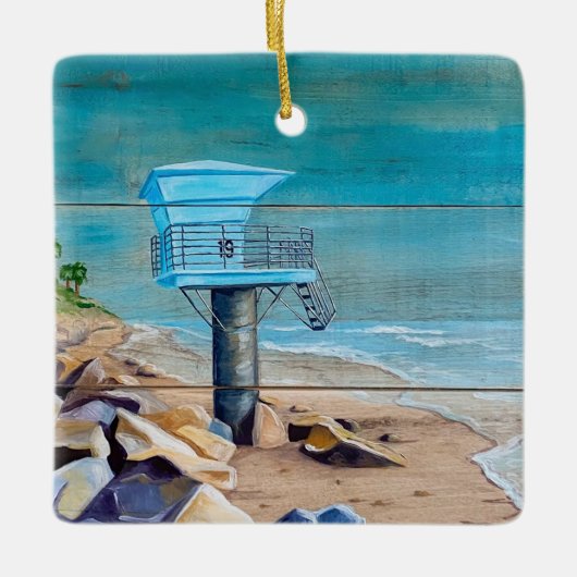 Lifeguard Tower 19 Rocky Beach Keramisch Ornament (Voorkant)