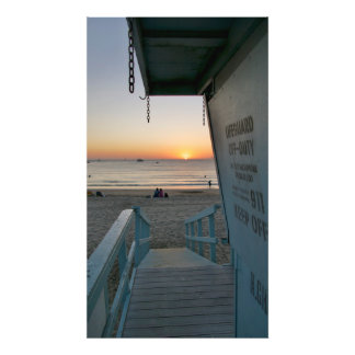 Lifeguard Tower bij Sunset Foto Afdruk